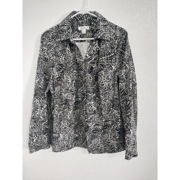 CJ Banks Womens Plus Size 1X Black & White Snap Button Long Sleeve Jacket Blazer - Picture 1 of 6